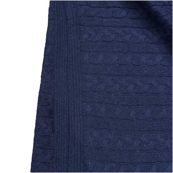 Market & Spruce Cashmere Blend Horizontal Cable Navy Dolman Sleeve Medium - Picture 5 of 8